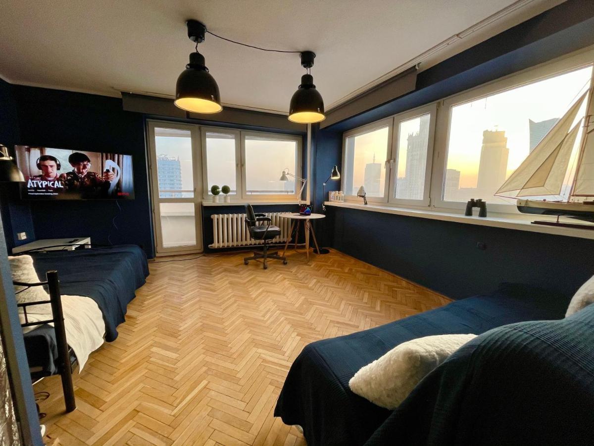 Super Apartament BLUE Ścisłe Centrum Dwie Linie Metra Netflix WiFi 300 Mbs Panorama Miasta Varşovia Exterior foto