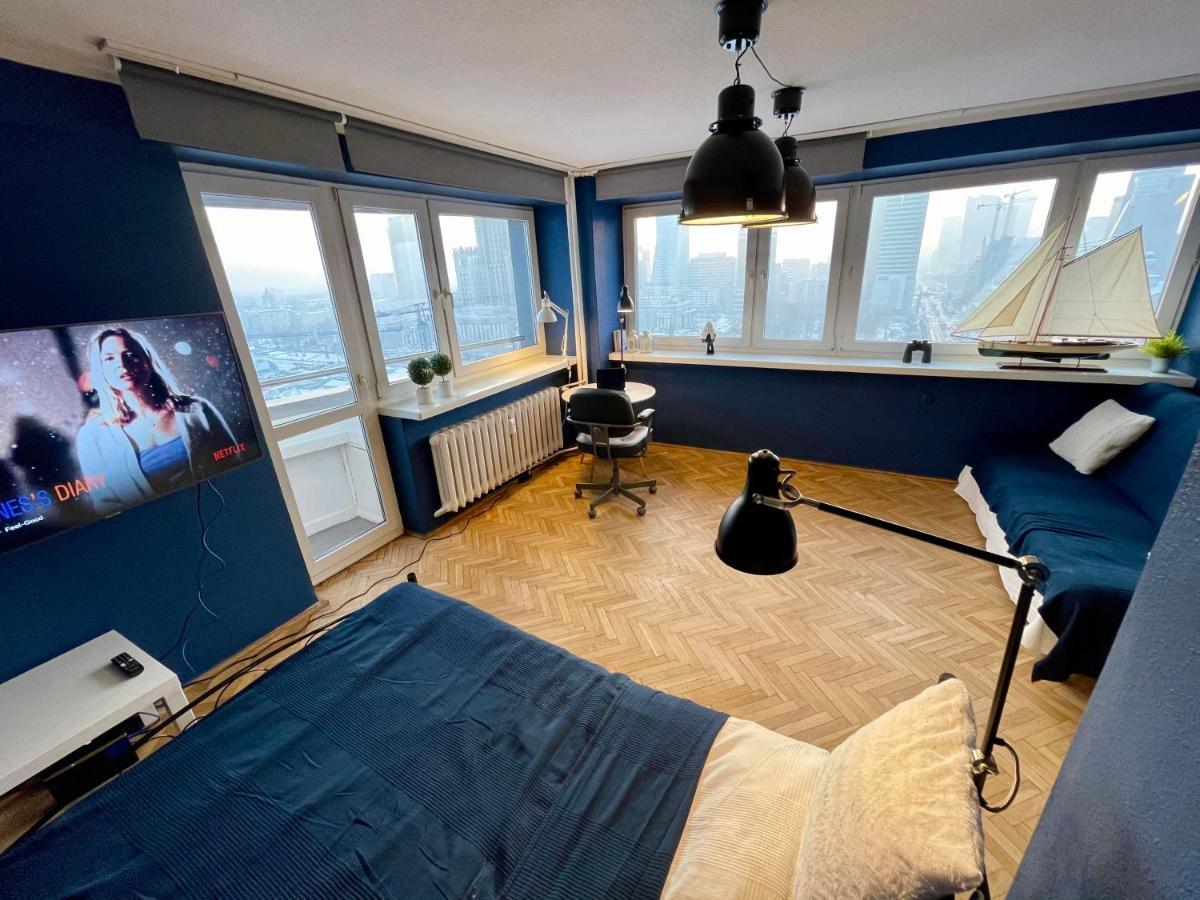 Super Apartament BLUE Ścisłe Centrum Dwie Linie Metra Netflix WiFi 300 Mbs Panorama Miasta Varşovia Exterior foto